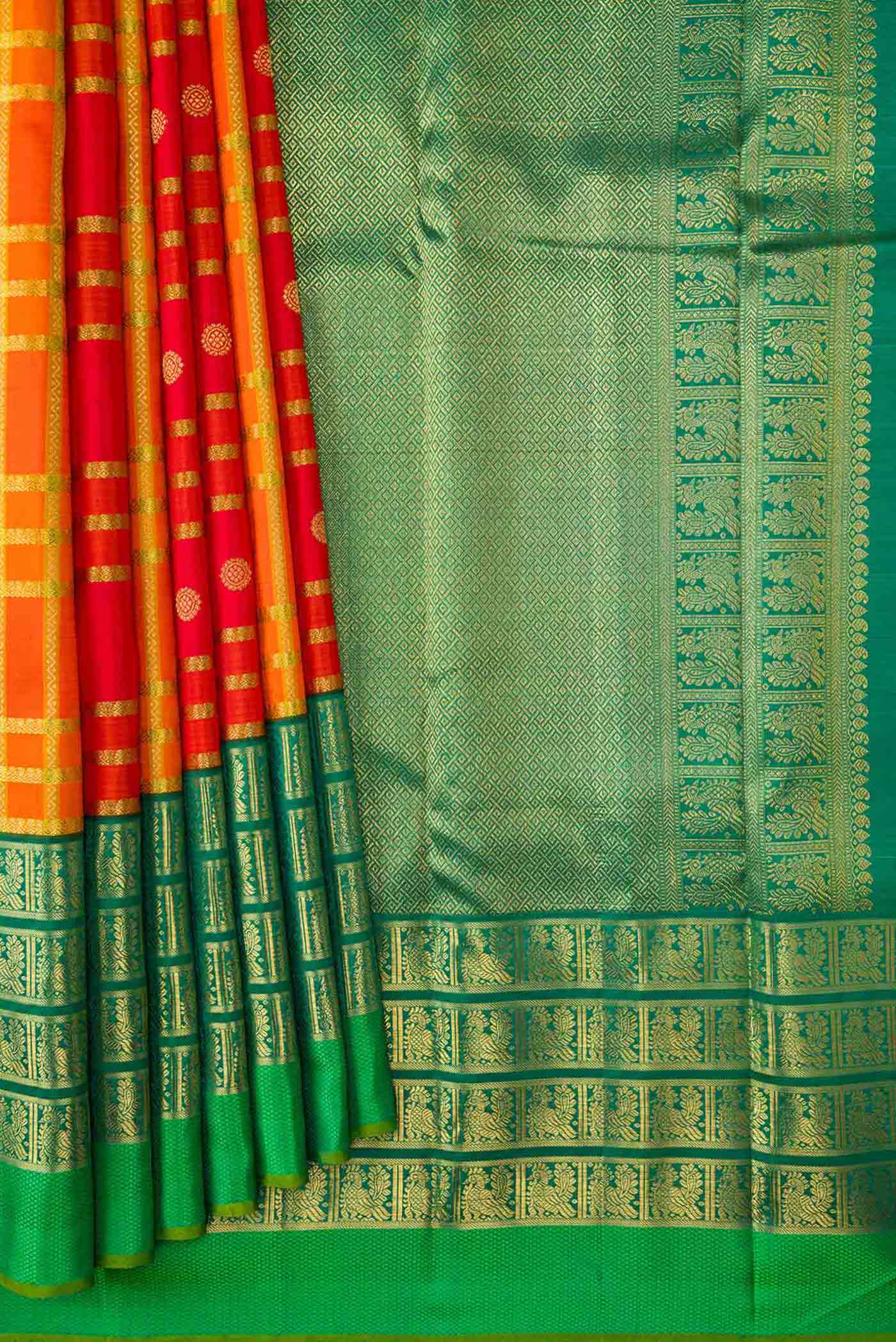 Pure Silk Pure Zari Multi Color Kanjivaram Saree - Image 4