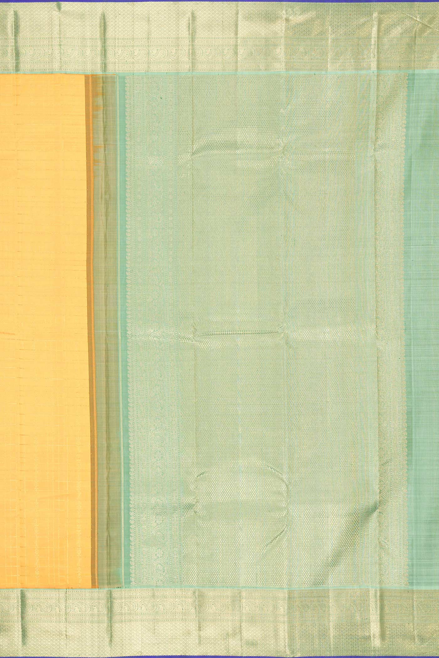 Pure Silk Pure Zari Yellow Kanjivaram Saree - Image 7