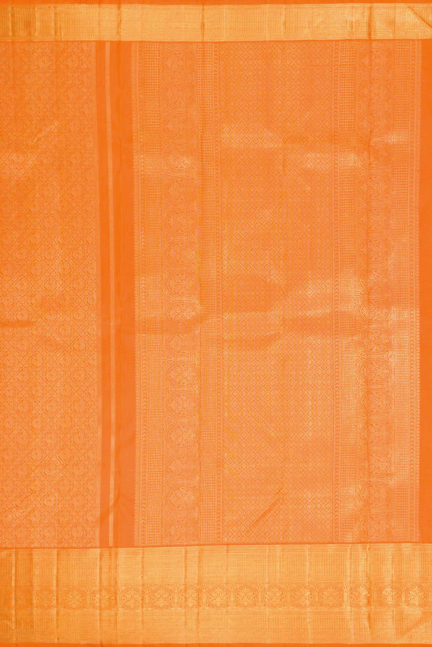 Pure Silk Pure Zari Orange Dual Tone Kanjivaram Saree - Image 7