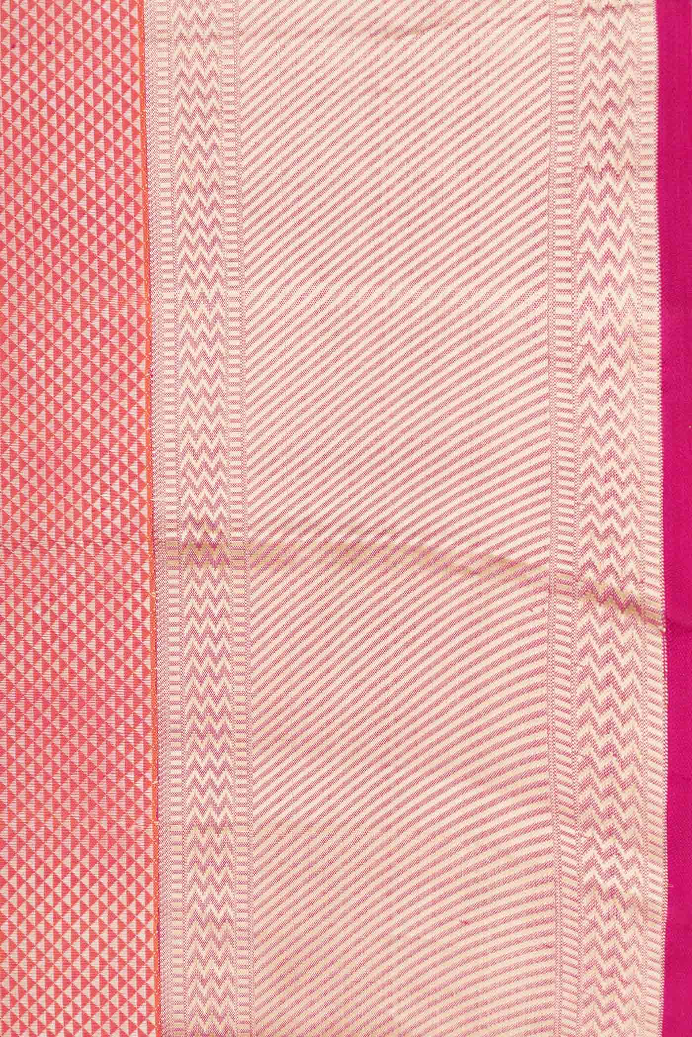 Pure Silk Pure Zari Orange Dual Tone Kanchipuram Saree - Image 3