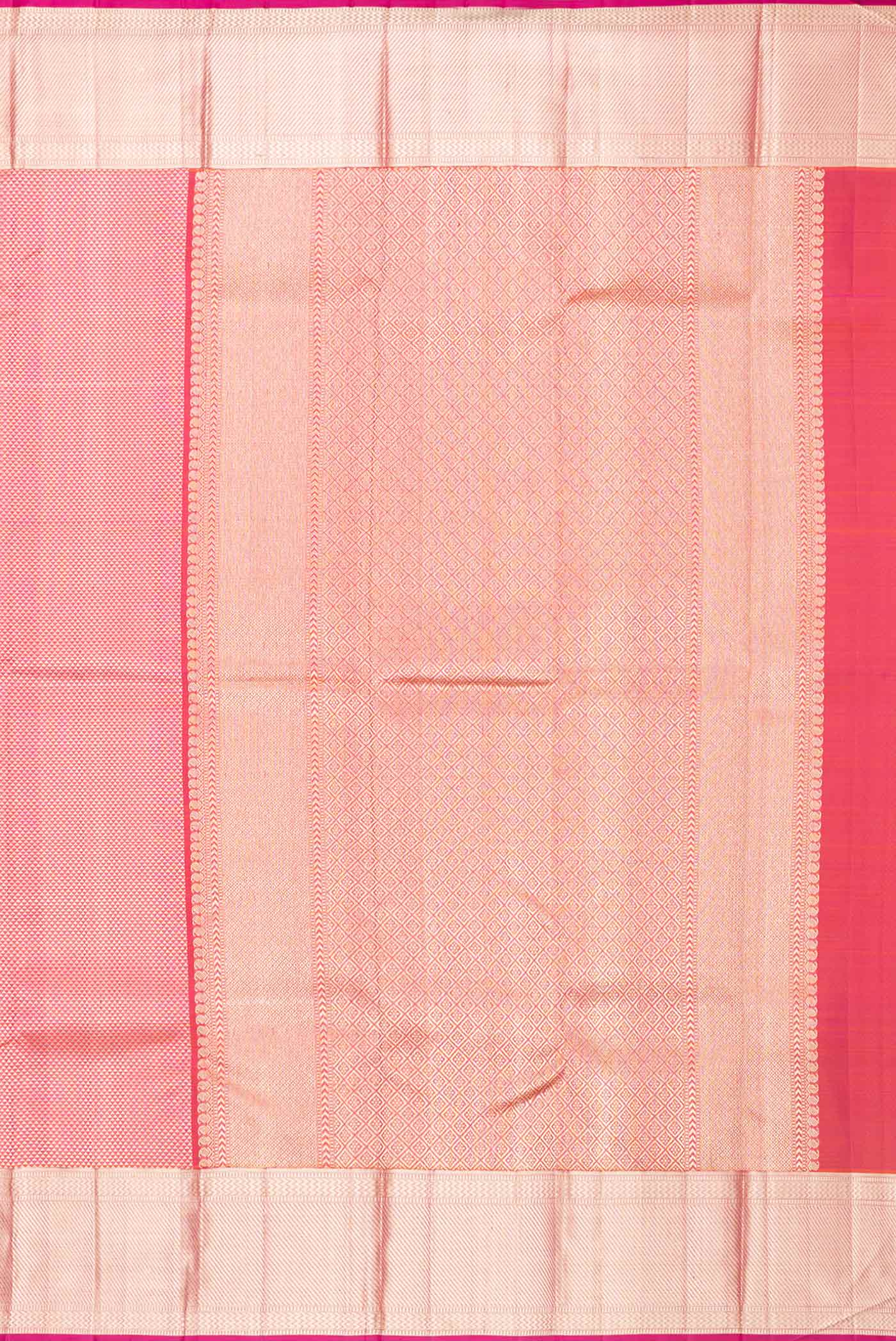 Pure Silk Pure Zari Orange Dual Tone Kanchipuram Saree - Image 7