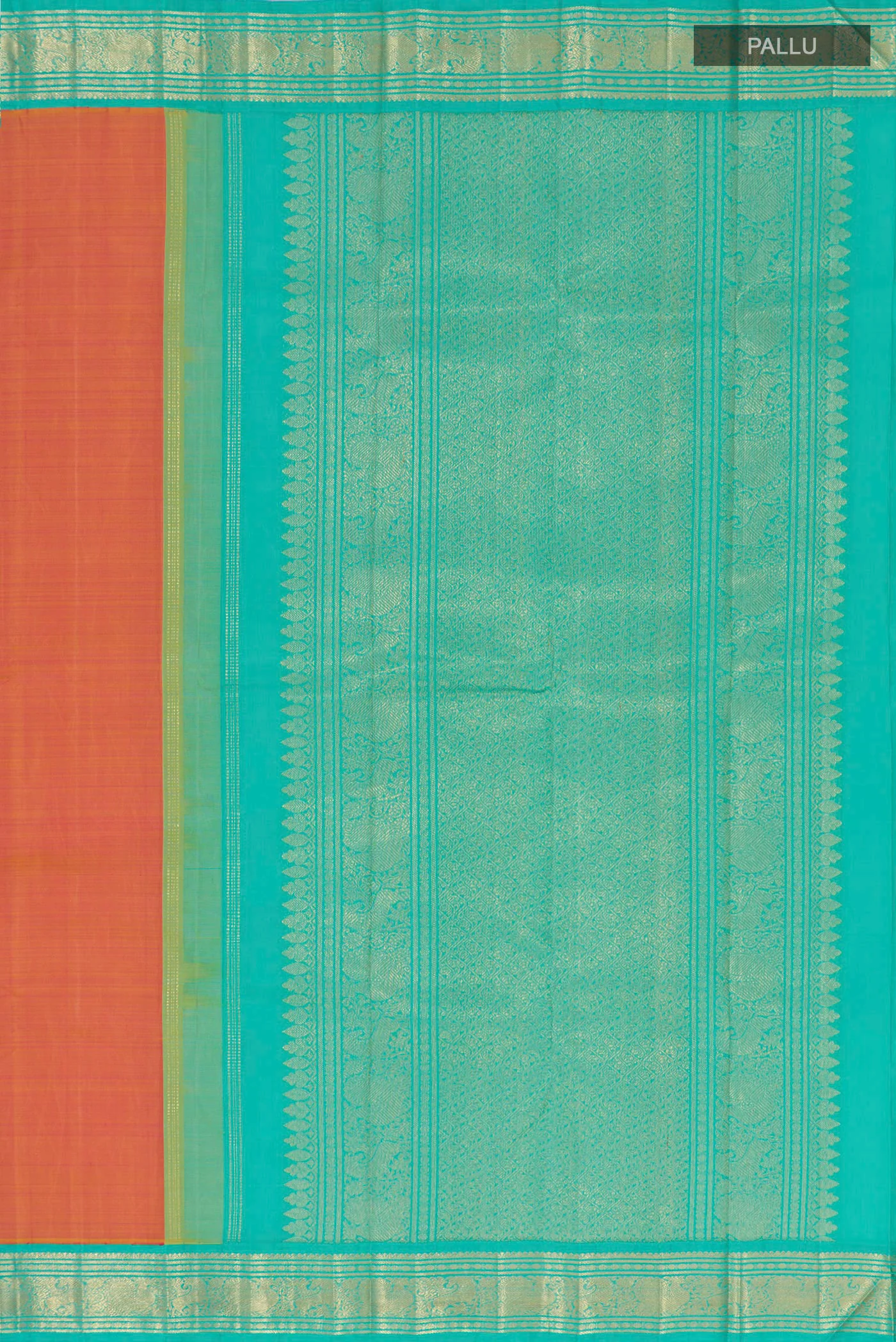 Pure Silk Pure Zari Pinkish Yellow Dual Tone Kanjivaram Saree - Image 6