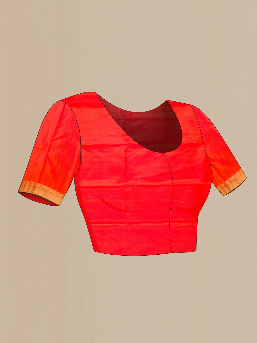 Pure Silk Pure Zari Orange Dual Tone Kanjivaram Saree - Image 5