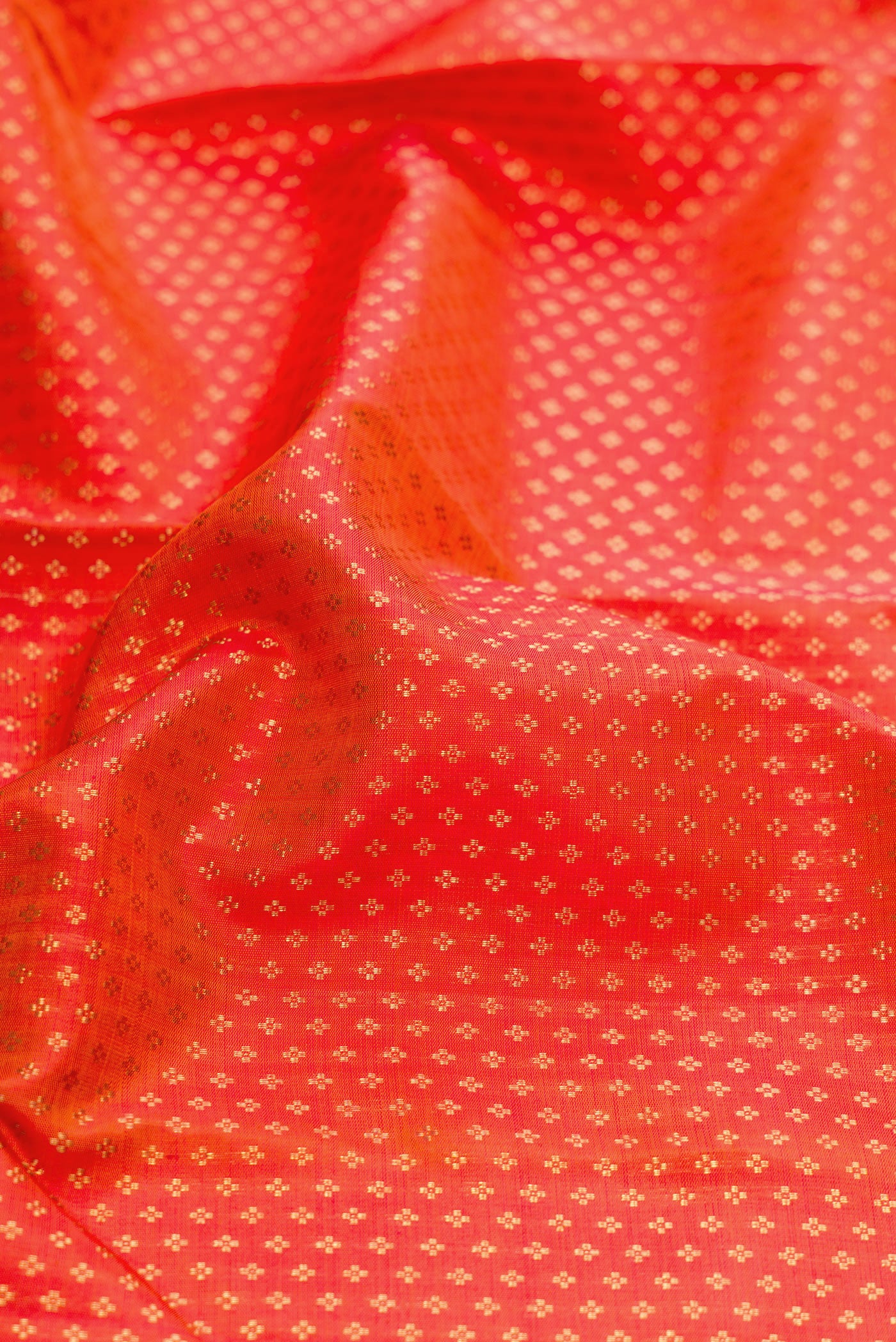 Pure Silk Pure Zari Orange Kanjivaram Saree - Image 2