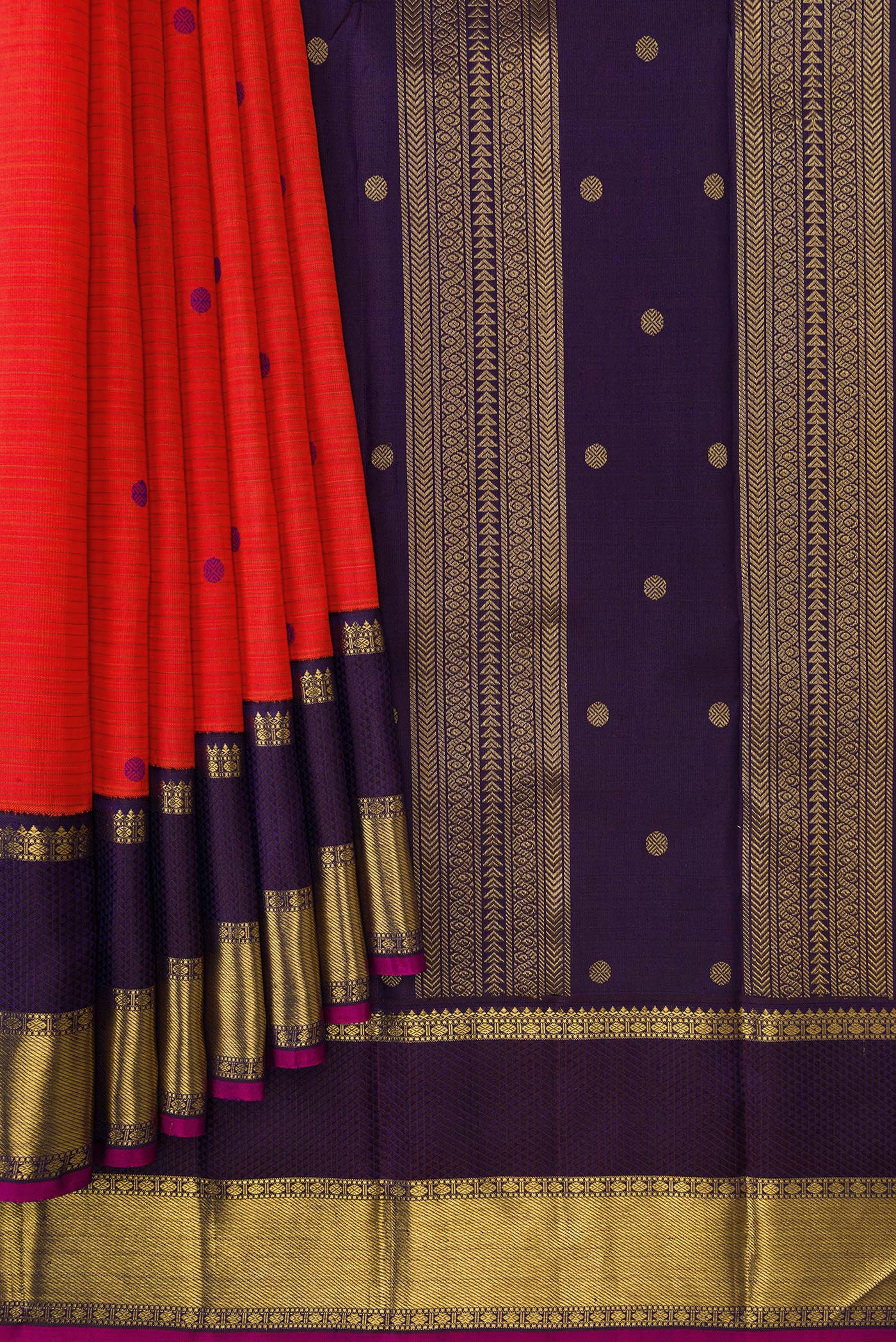 Pure Silk Pure Zari Red Kanjivaram Saree - Image 4