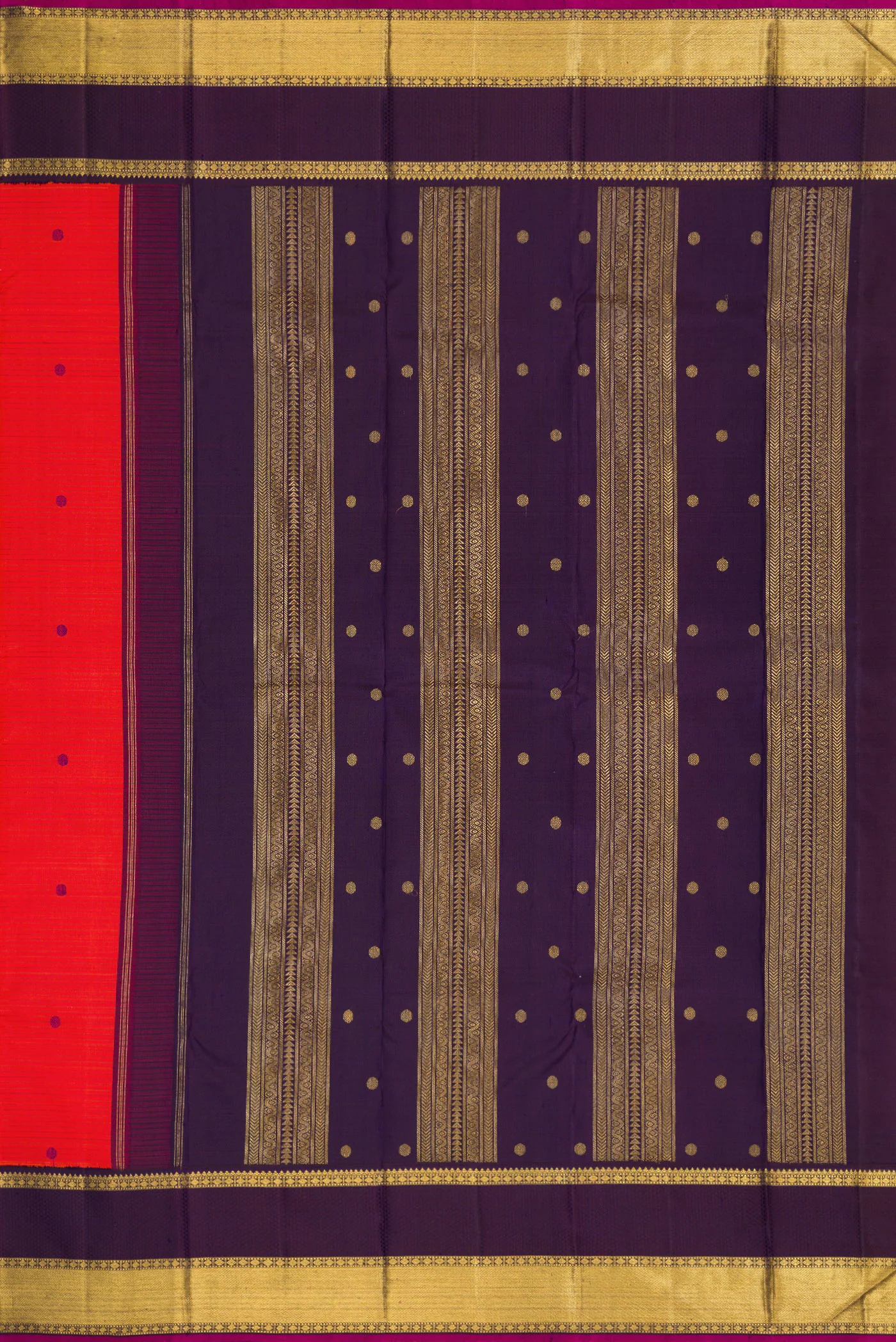 Pure Silk Pure Zari Red Kanjivaram Saree - Image 7