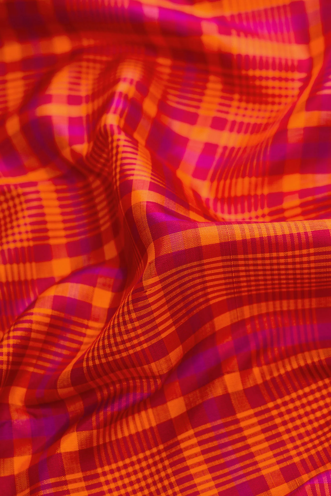 Pure Silk Pure Zari Orange Kanjivaram Saree - Image 2