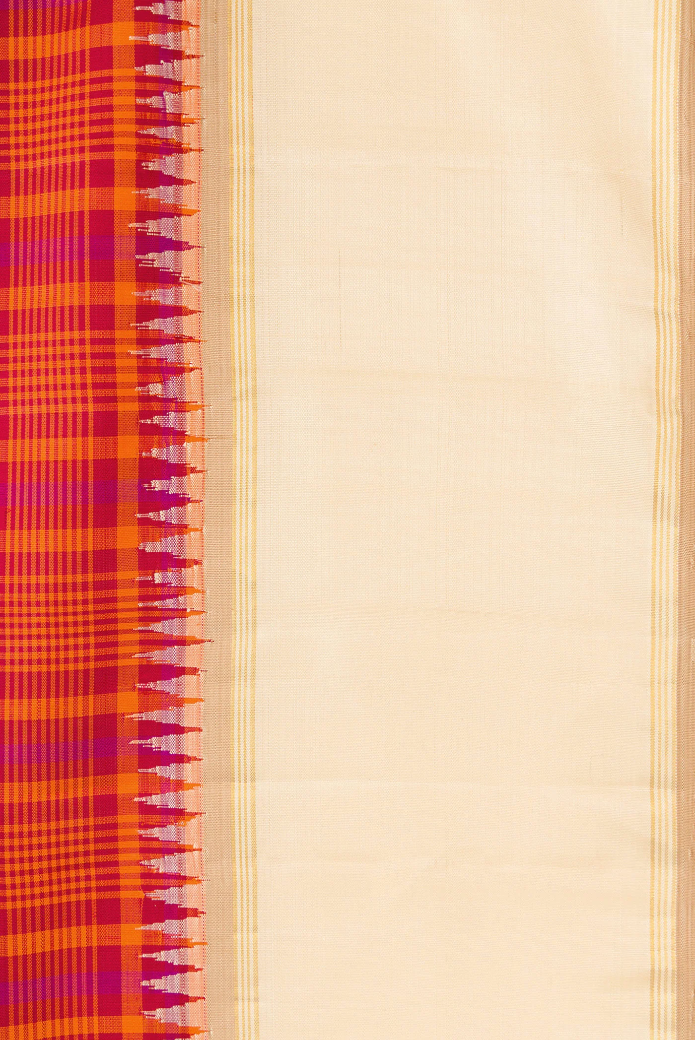 Pure Silk Pure Zari Orange Kanjivaram Saree - Image 3