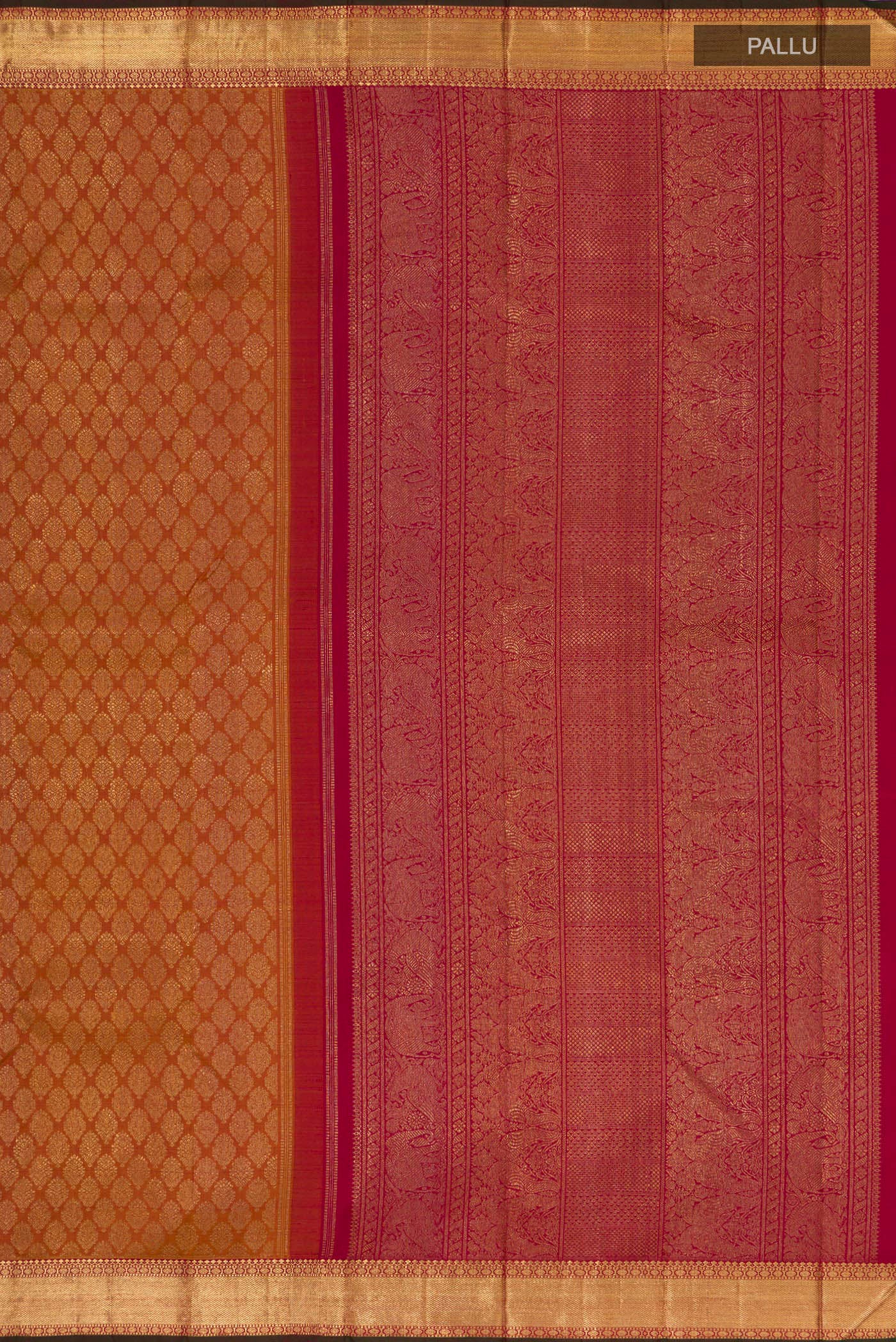 Pure Silk Pure Zari Mustard Kanjivaram Saree - Image 6