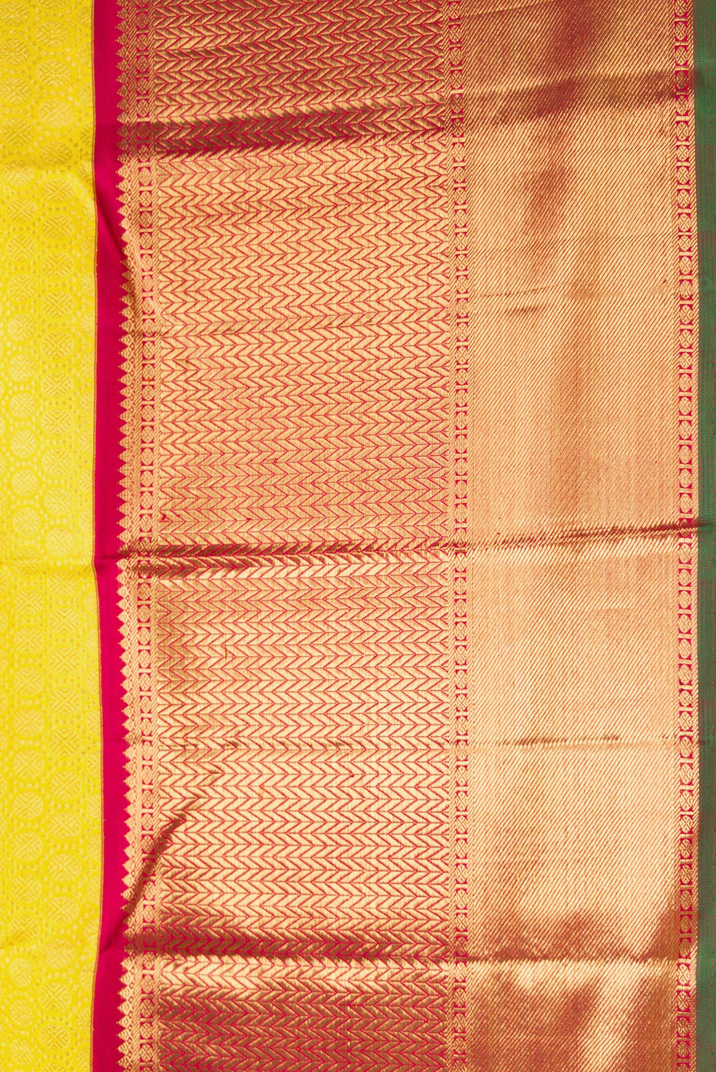 Pure Silk Pure Zari Lemon Yellow Kanjivaram Saree - Image 3