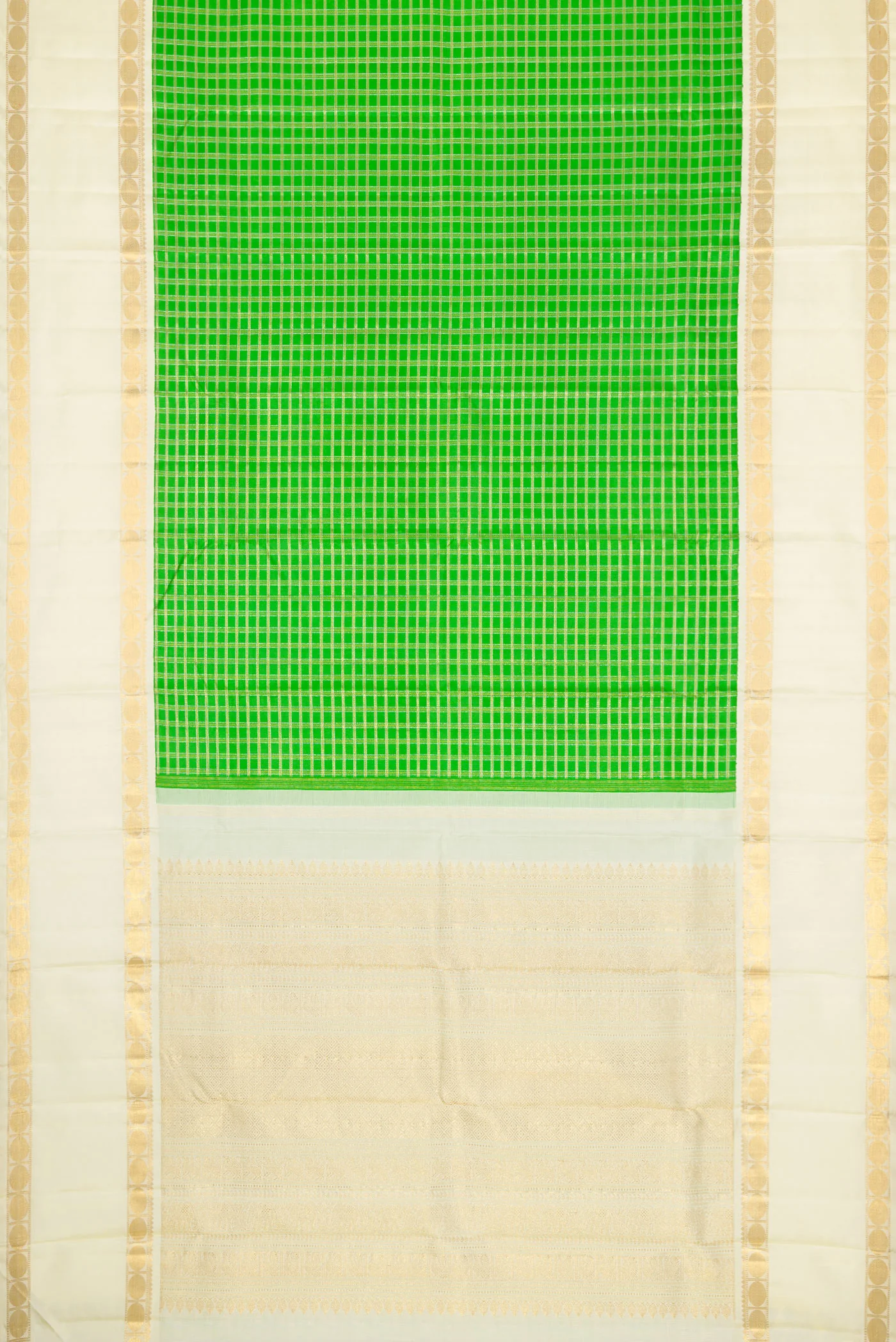 Pure Silk Pure Zari Green Kanjivaram Saree - Image 6