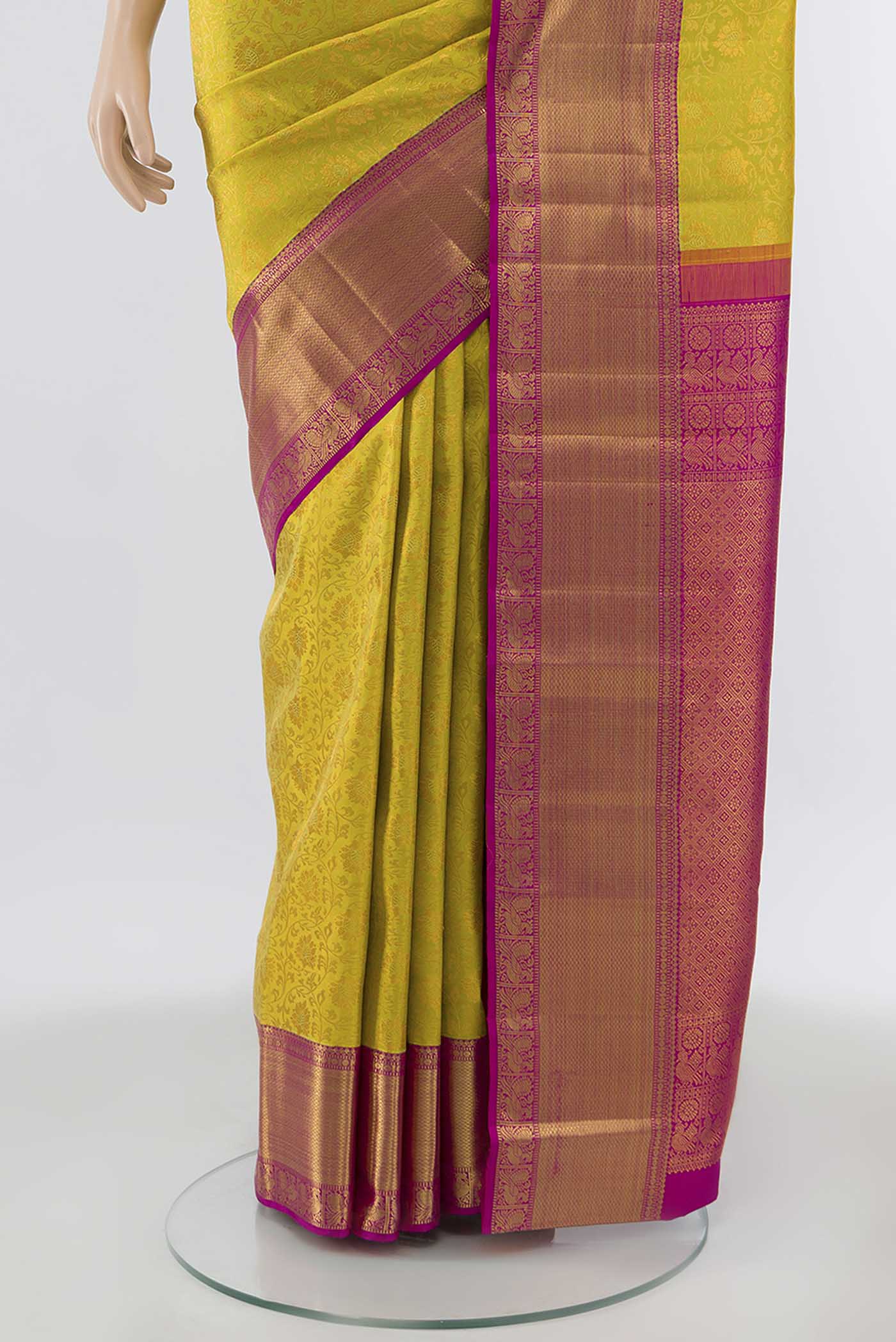 Yellow Kanchipuram Silk Saree - Image 3