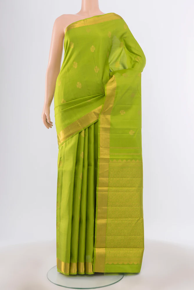 Parrot Green Kanjivaram Silk Saree