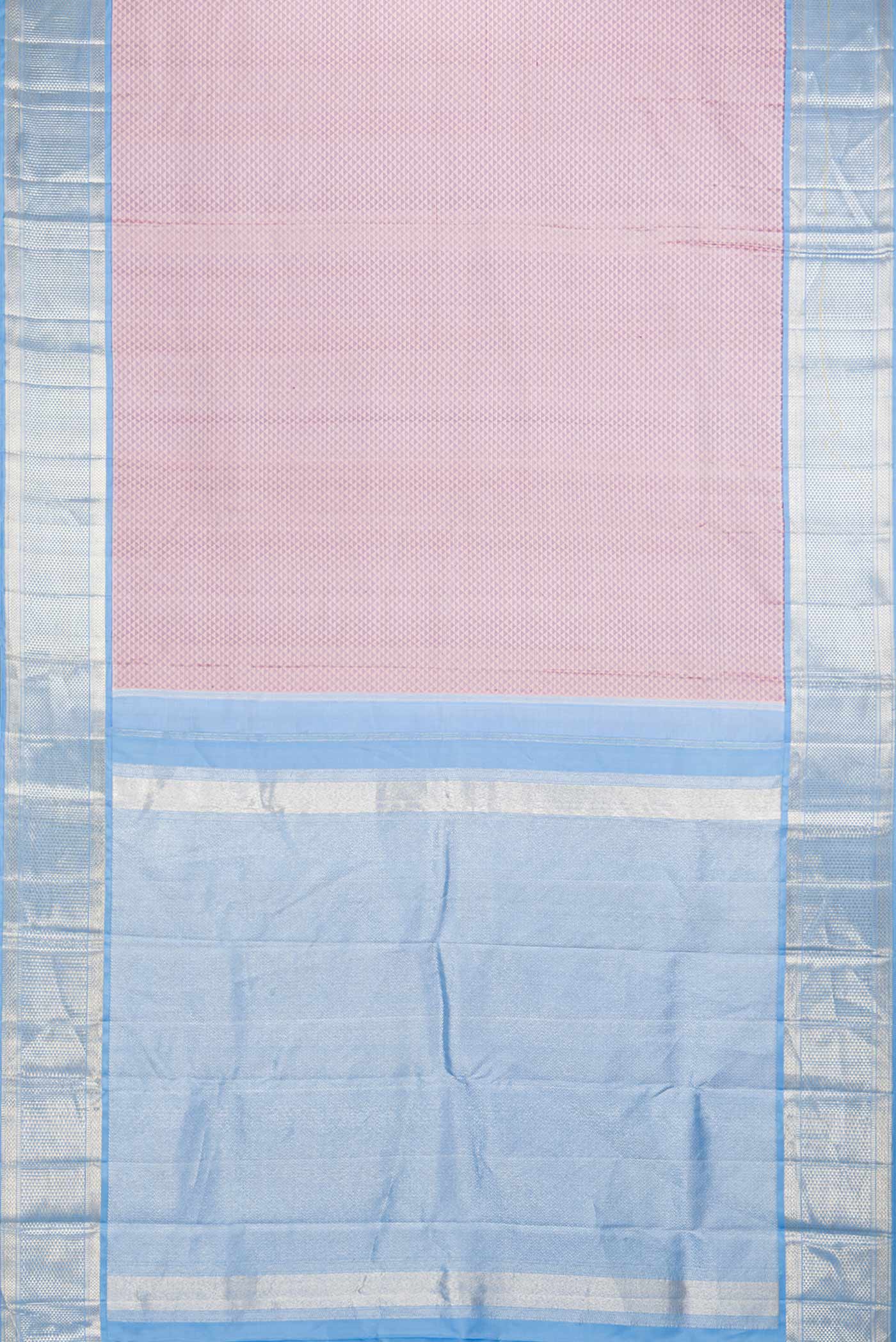 Pure Silk Pure Zari Lavender Dual Tone Kanchipuram Saree - Image 6