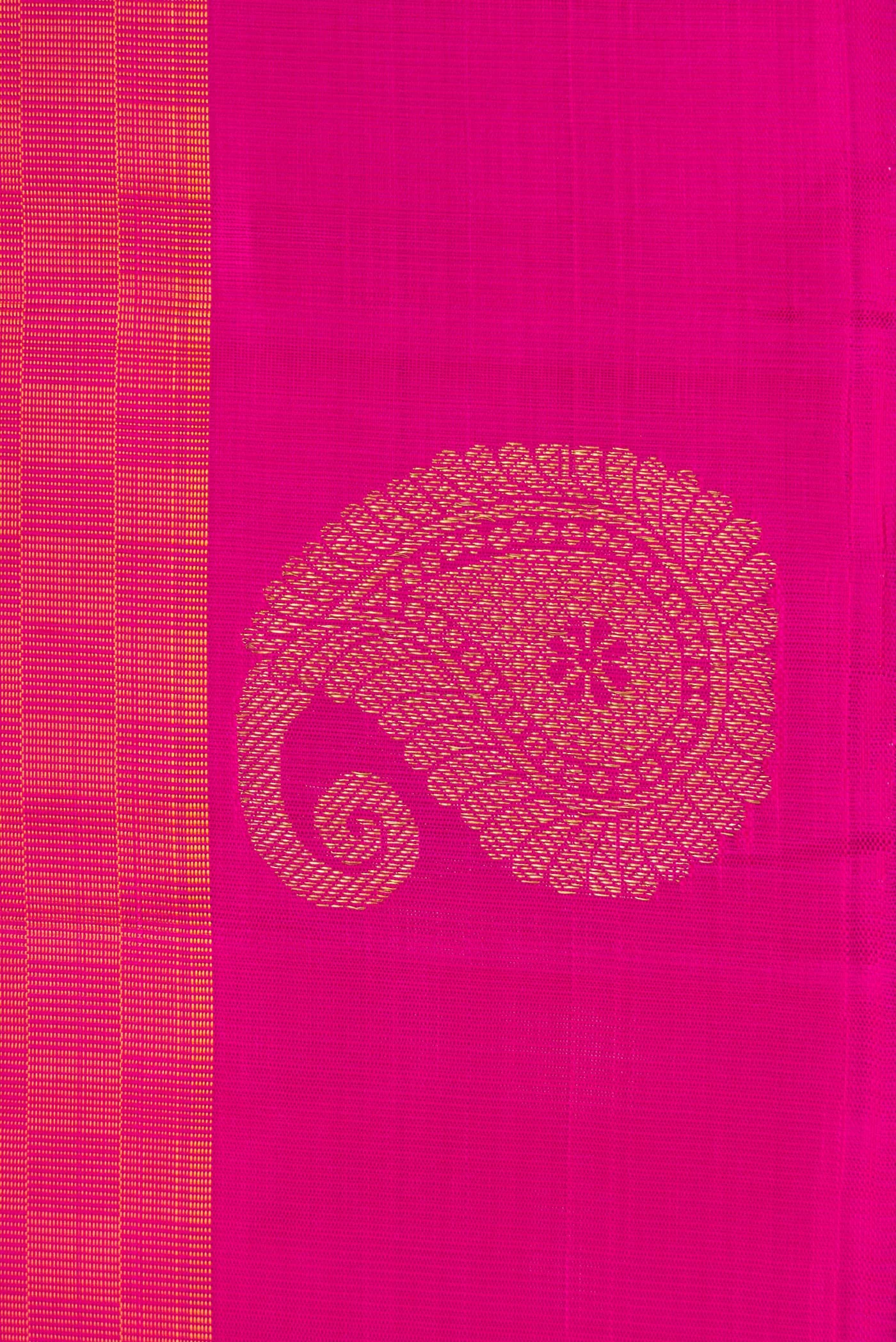 Pure Silk Pure Zari Pink Dual Tone Kanchipuram Saree - Image 3