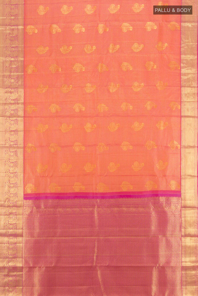Orange Kanchipuram Silk Saree - Image 6