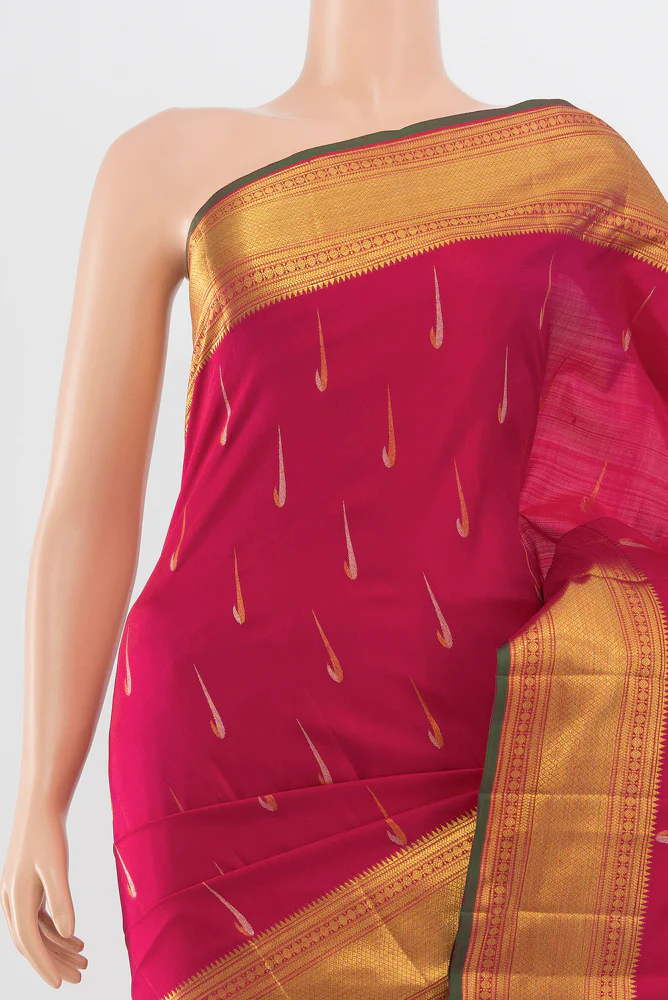 Dark Pink Kanjivaram Silk Saree - Image 2