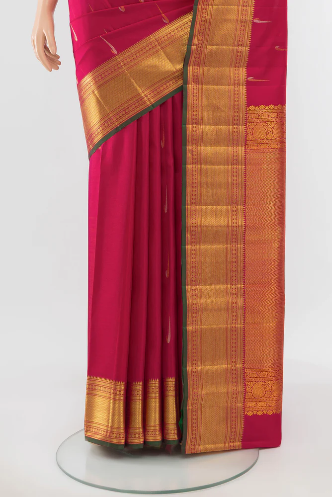 Dark Pink Kanjivaram Silk Saree - Image 3