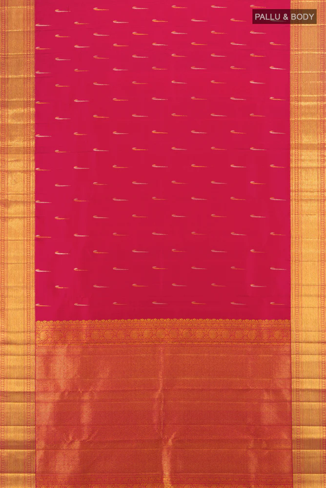 Dark Pink Kanjivaram Silk Saree - Image 5