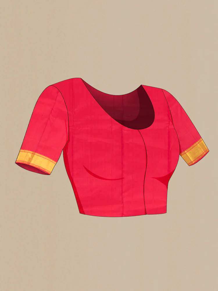Pure Silk Pure Zari Coral Kanjivaram Saree - Image 4