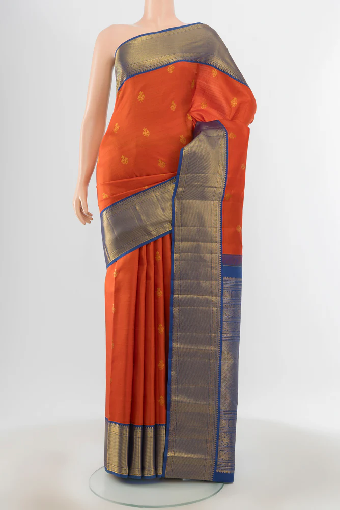 Rust Kanjivaram Silk Saree