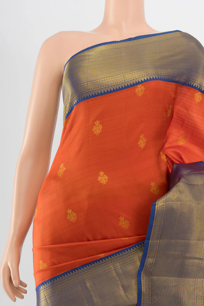 Rust Kanjivaram Silk Saree - Image 2