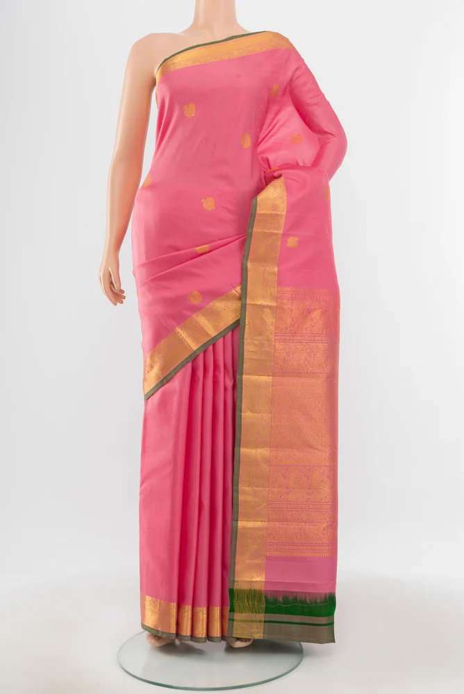 Rose pink Kanjivaram Silk Saree
