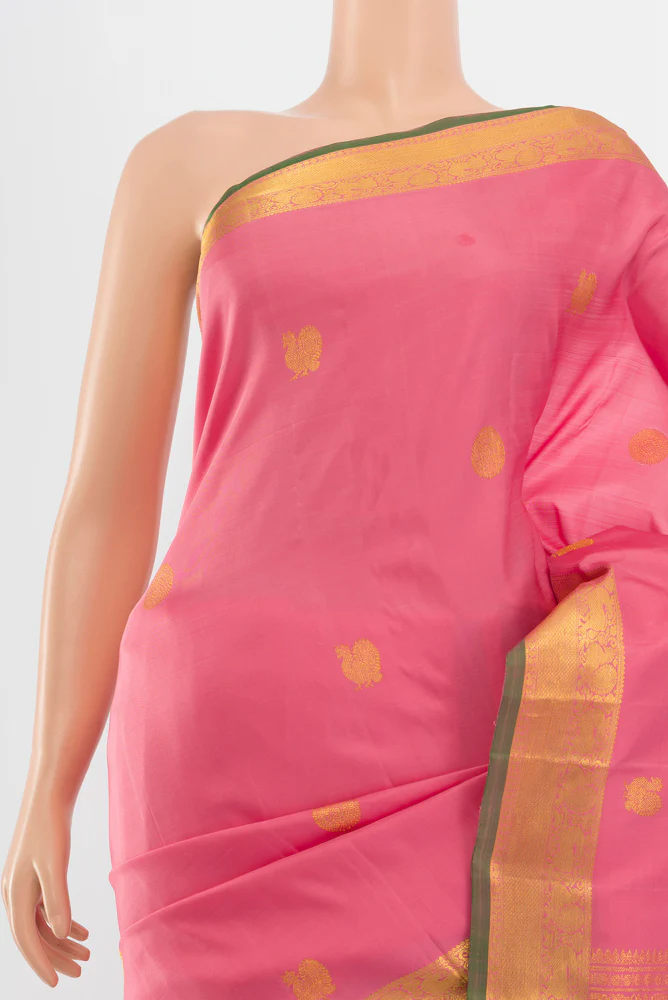 Rose pink Kanjivaram Silk Saree - Image 2