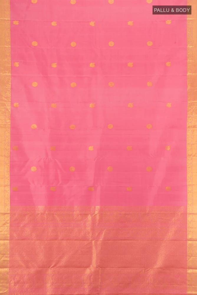 Rose pink Kanjivaram Silk Saree - Image 5
