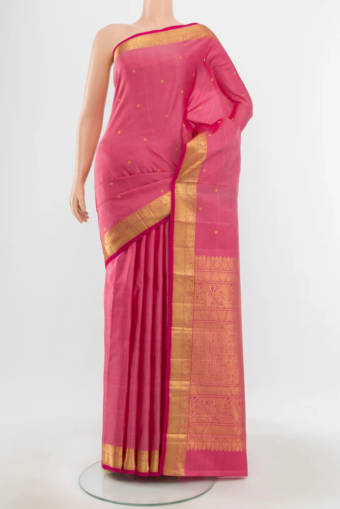Pure Silk Pure Zari Peach Kanjivaram Saree