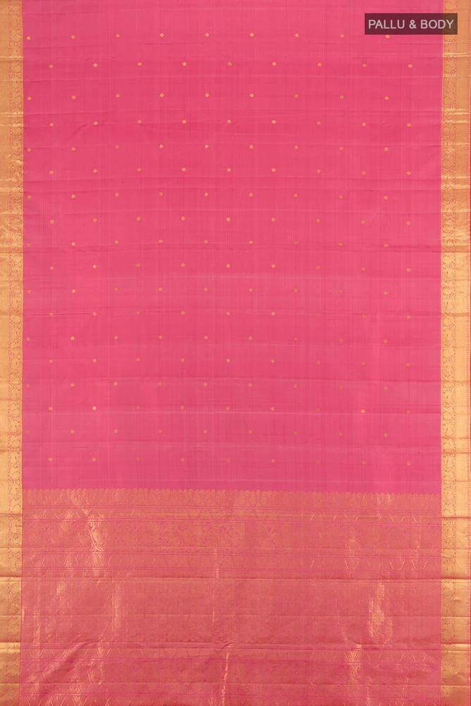 Pure Silk Pure Zari Peach Kanjivaram Saree - Image 5