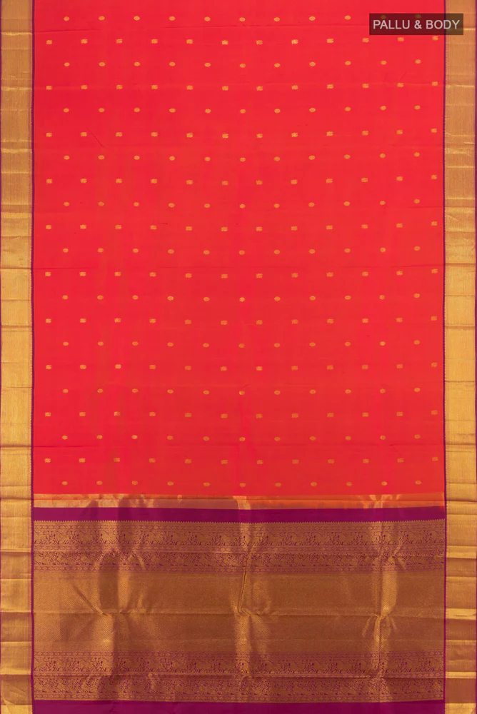 pink with orange Color Kanjivaram Silk Saree - Image 5