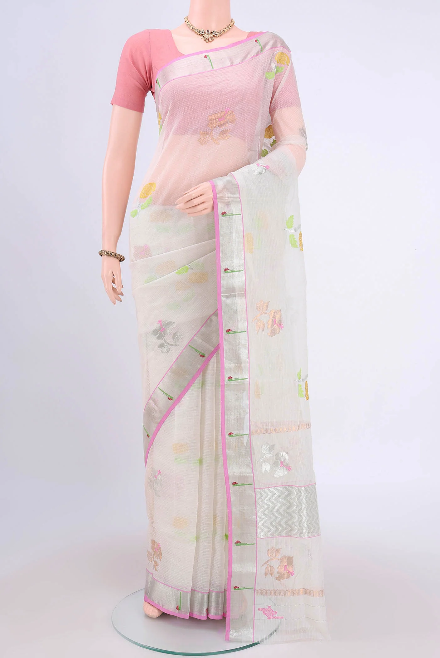 Pure Silk Pure Zari Off White Kota Saree