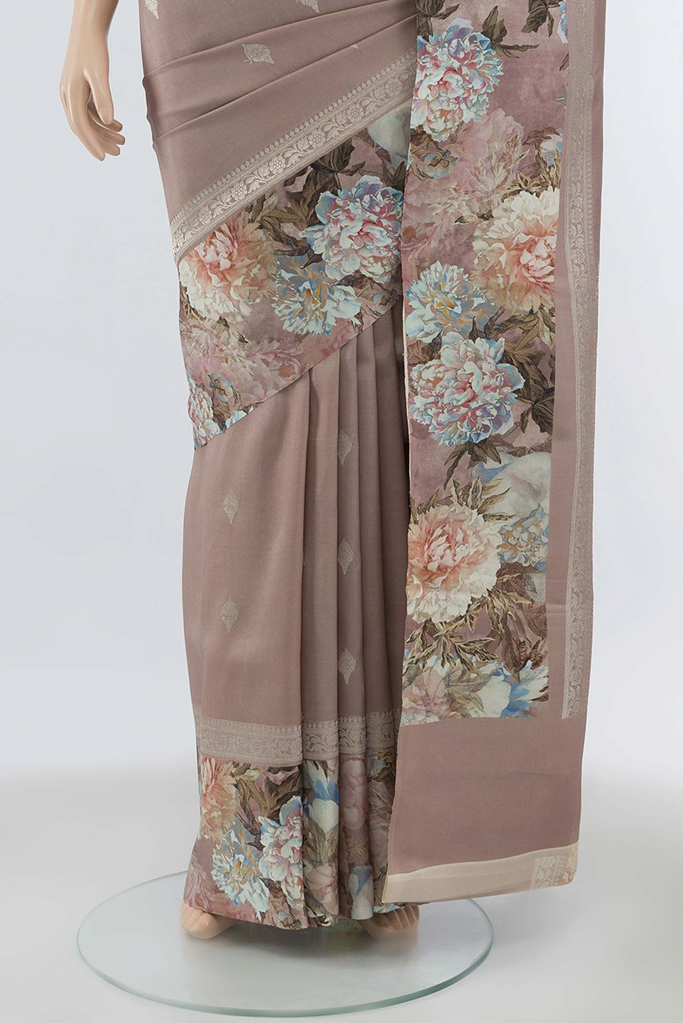 Rose Gold Tussar Silk Saree - Image 3