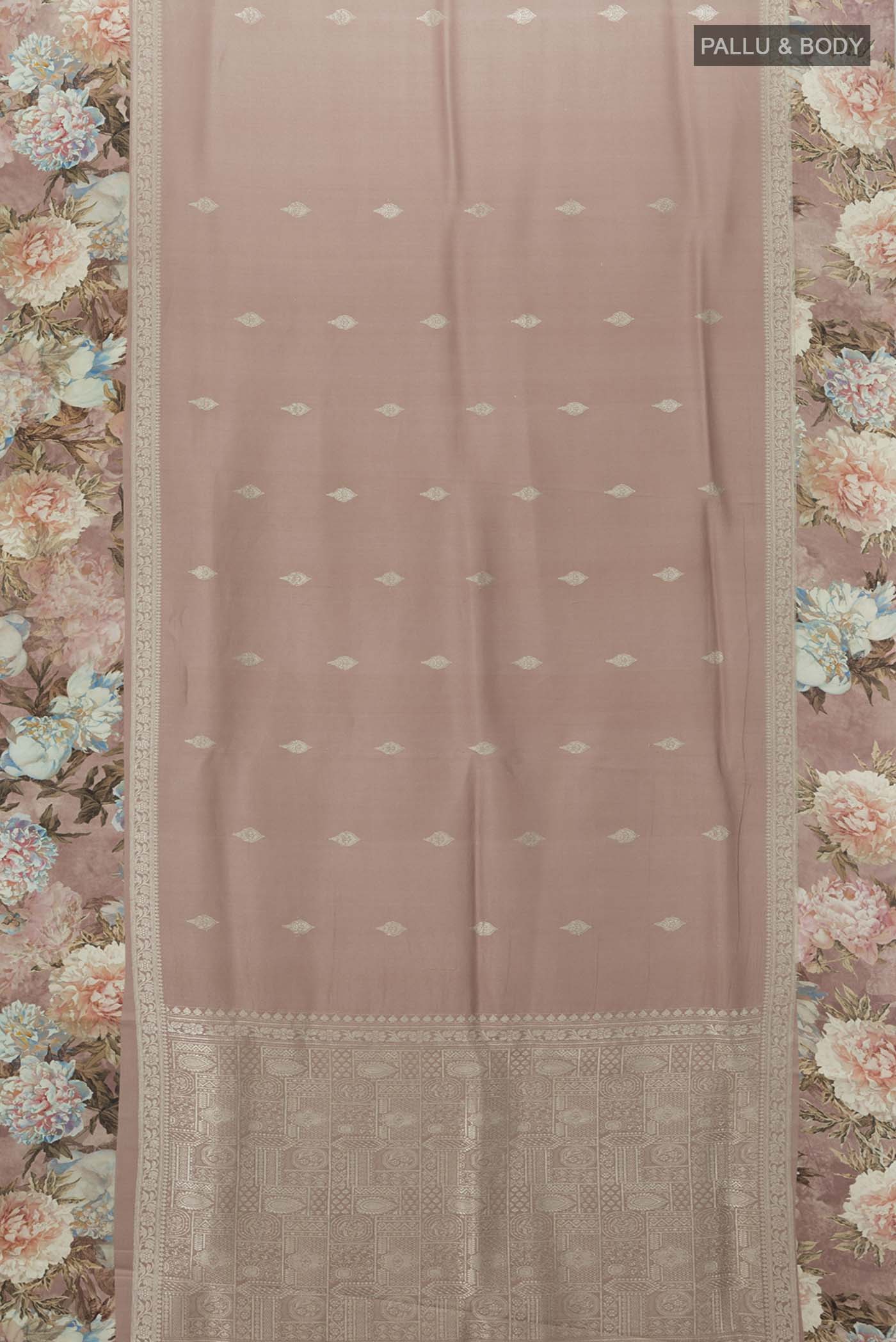 Rose Gold Tussar Silk Saree - Image 5