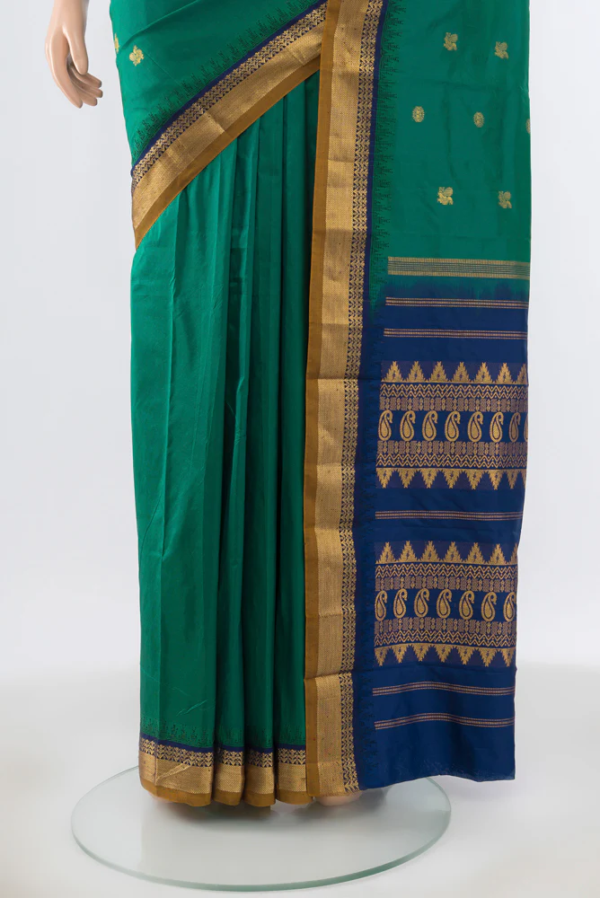 Green Bangalore Silk - kadyal Saree - Image 3