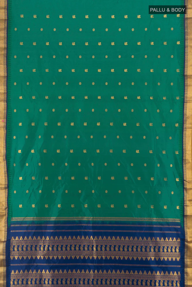 Green Bangalore Silk - kadyal Saree - Image 5