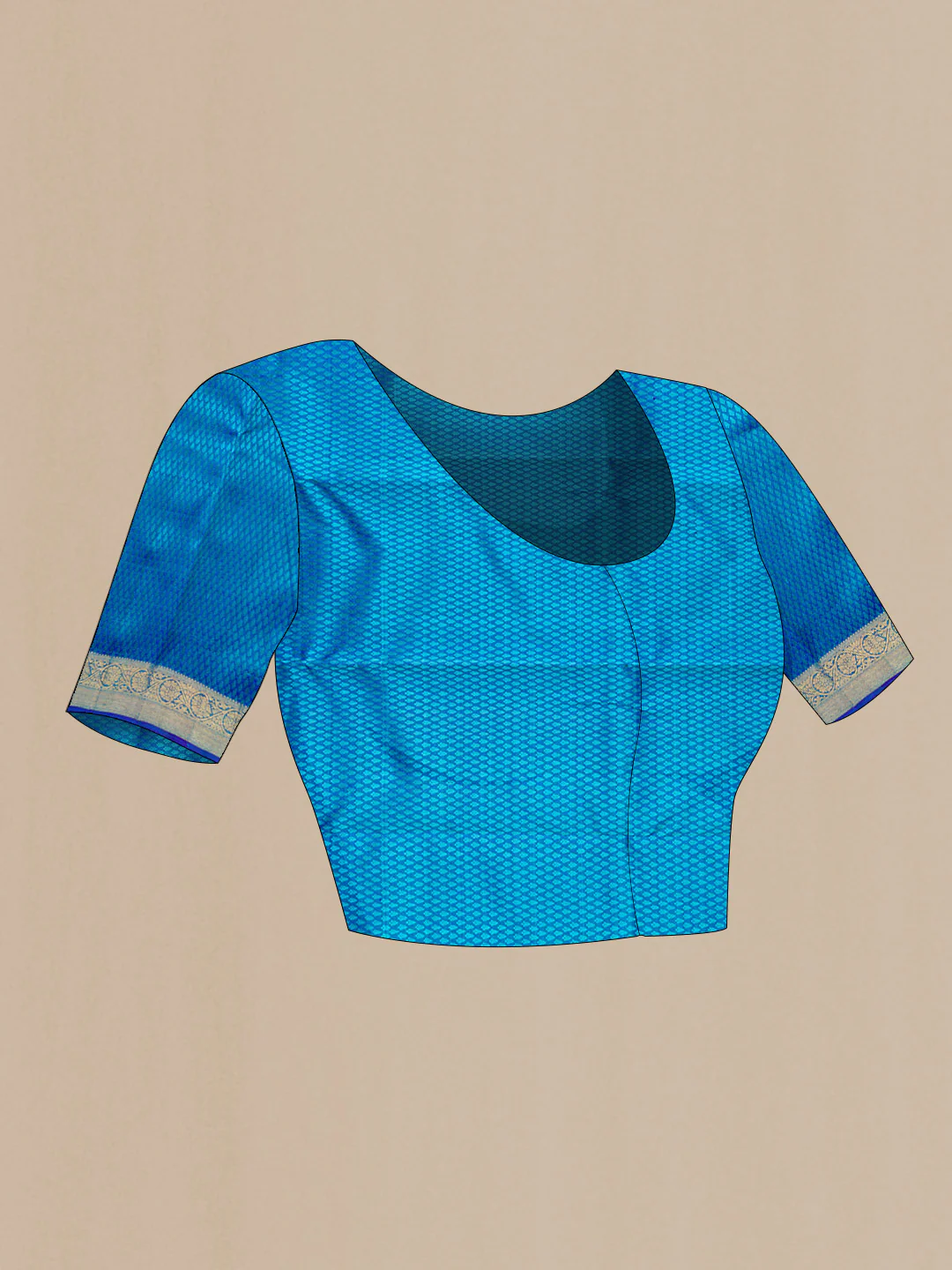 Pure Silk Pure Zari Peacock Blue Dual Tone Kanchipuram Saree - Image 5