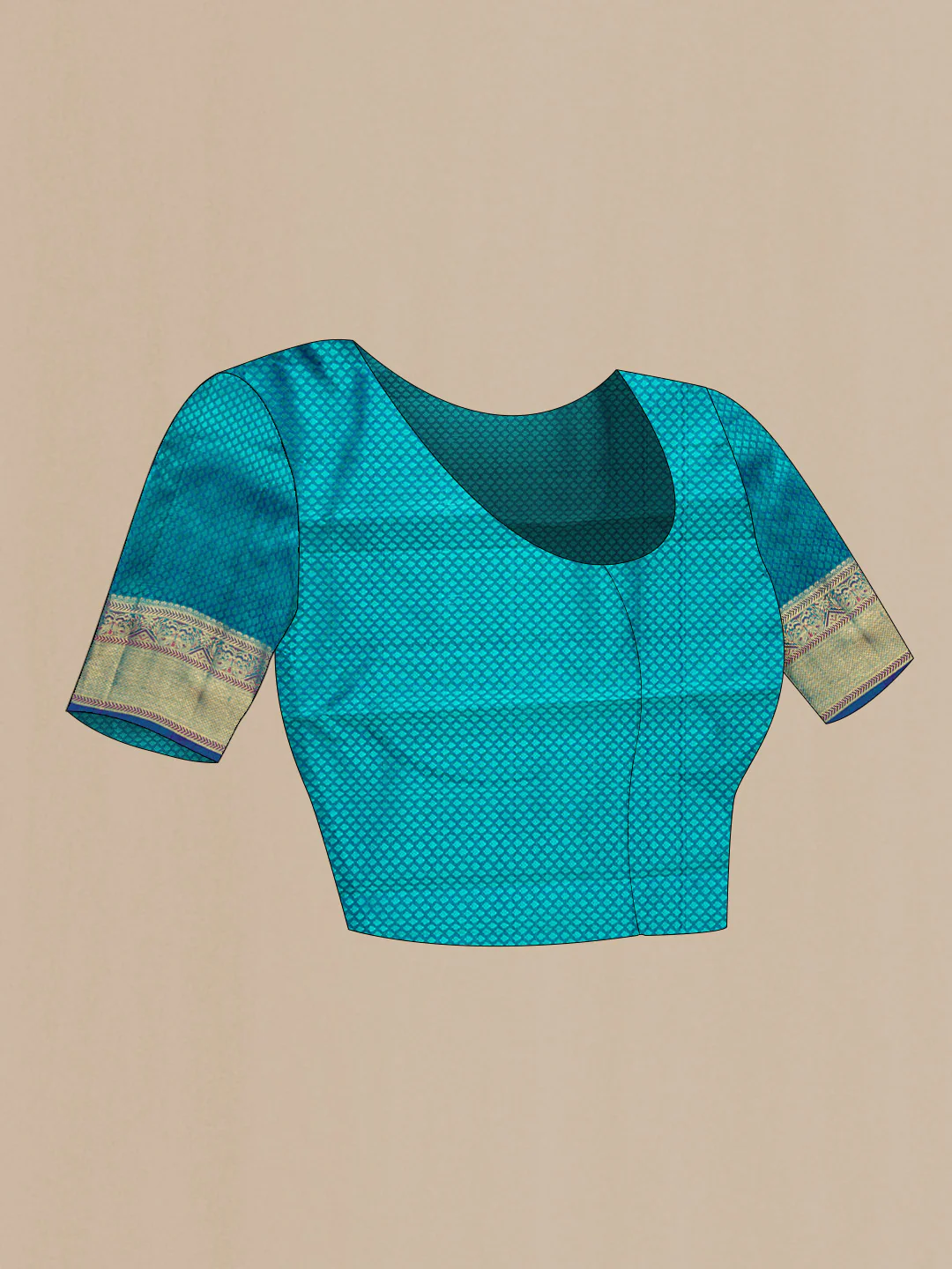 Pure Silk Pure Zari Turquoise with Lavender Color Kanchipuram Saree - Image 5