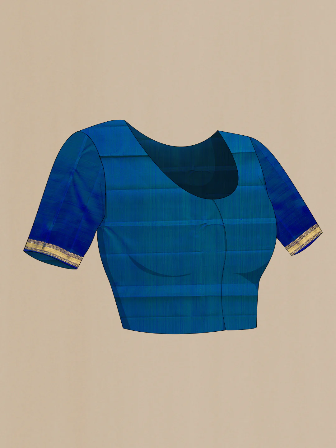 Pure Silk Pure Zari Royal Blue Kanchipuram Saree - Image 5
