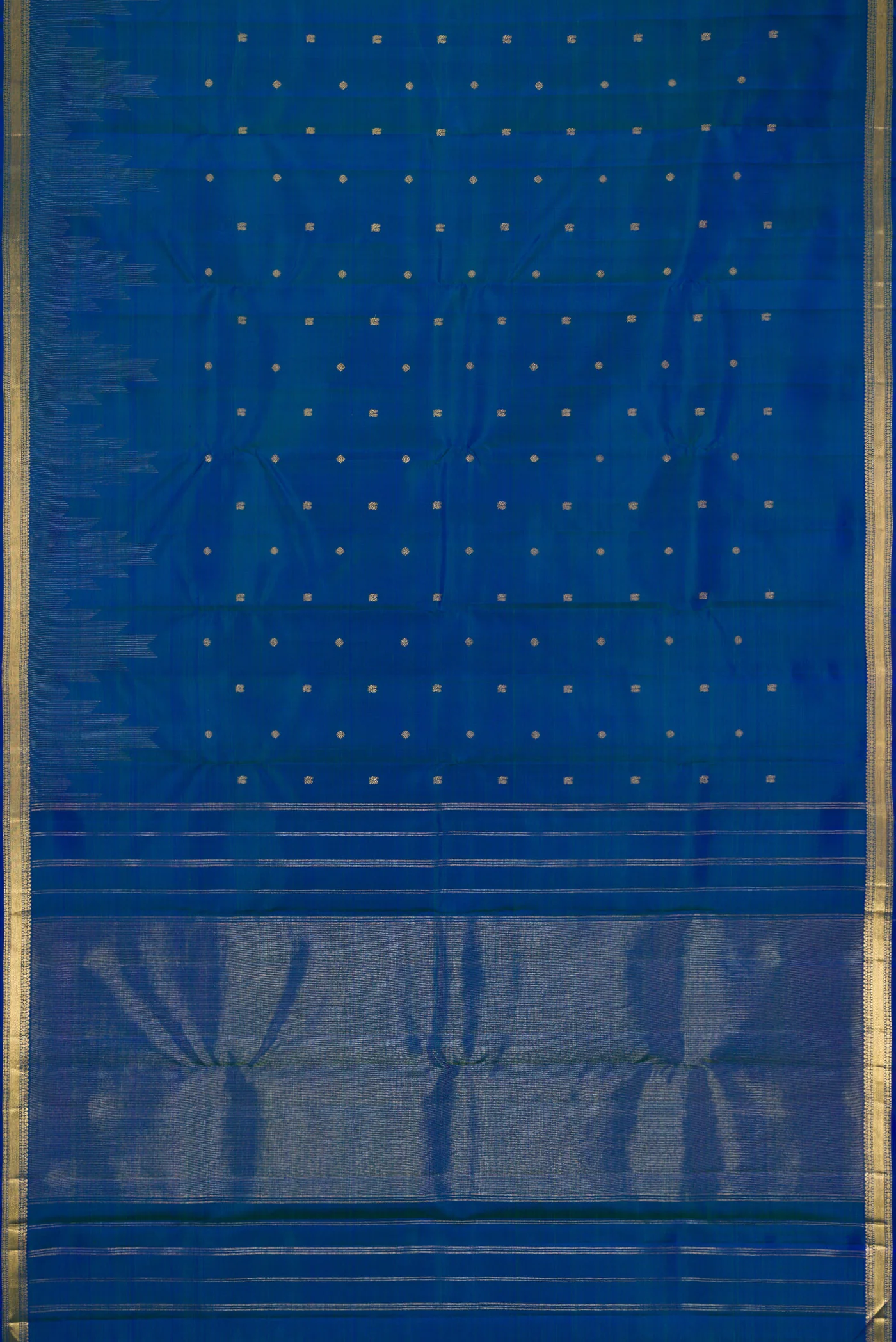 Pure Silk Pure Zari Royal Blue Kanchipuram Saree - Image 6