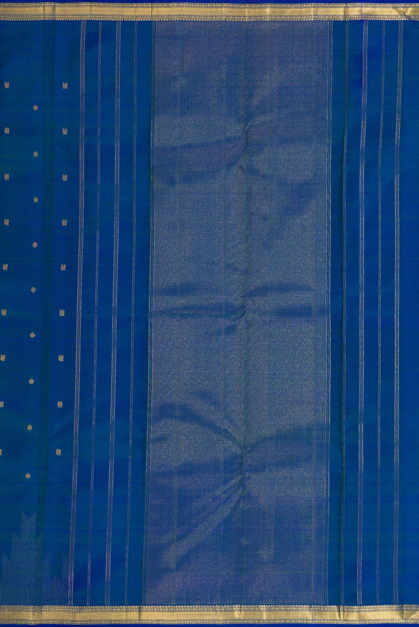 Pure Silk Pure Zari Royal Blue Kanchipuram Saree - Image 7
