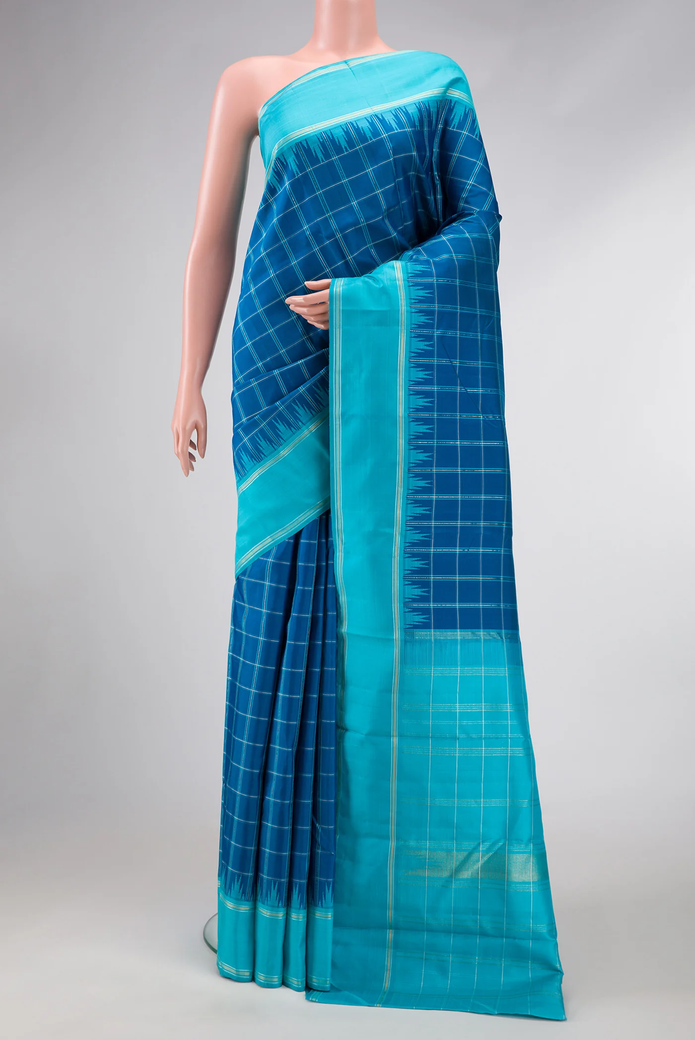 Pure Silk Pure Zari Blue Kanjivaram Saree