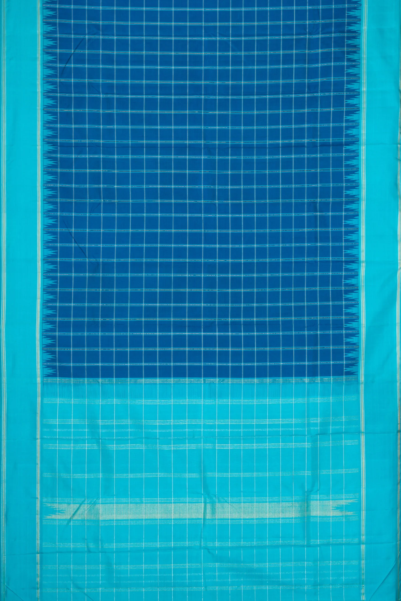 Pure Silk Pure Zari Blue Kanjivaram Saree - Image 6