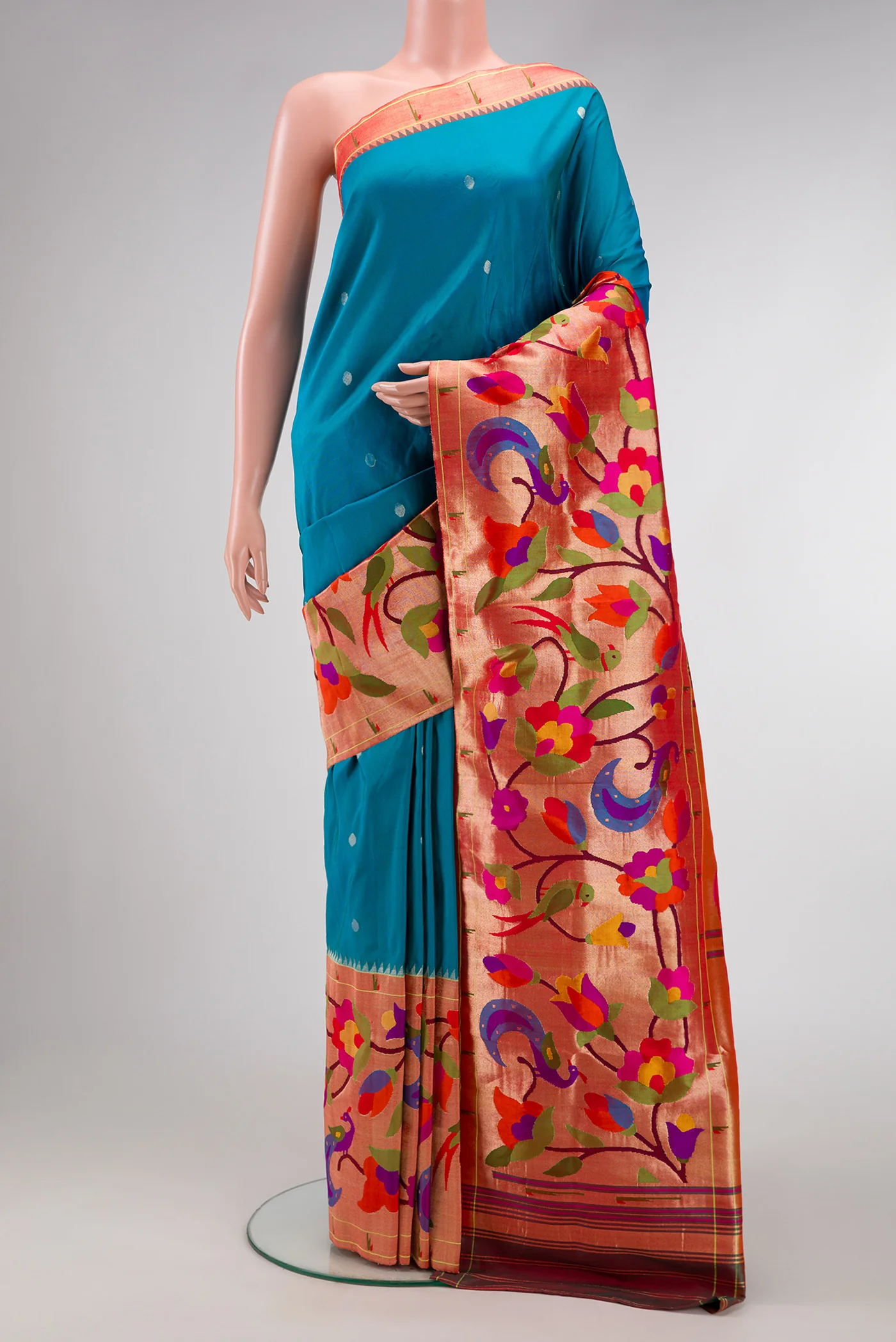Pure Silk Pure Zari Blue Paithani Saree