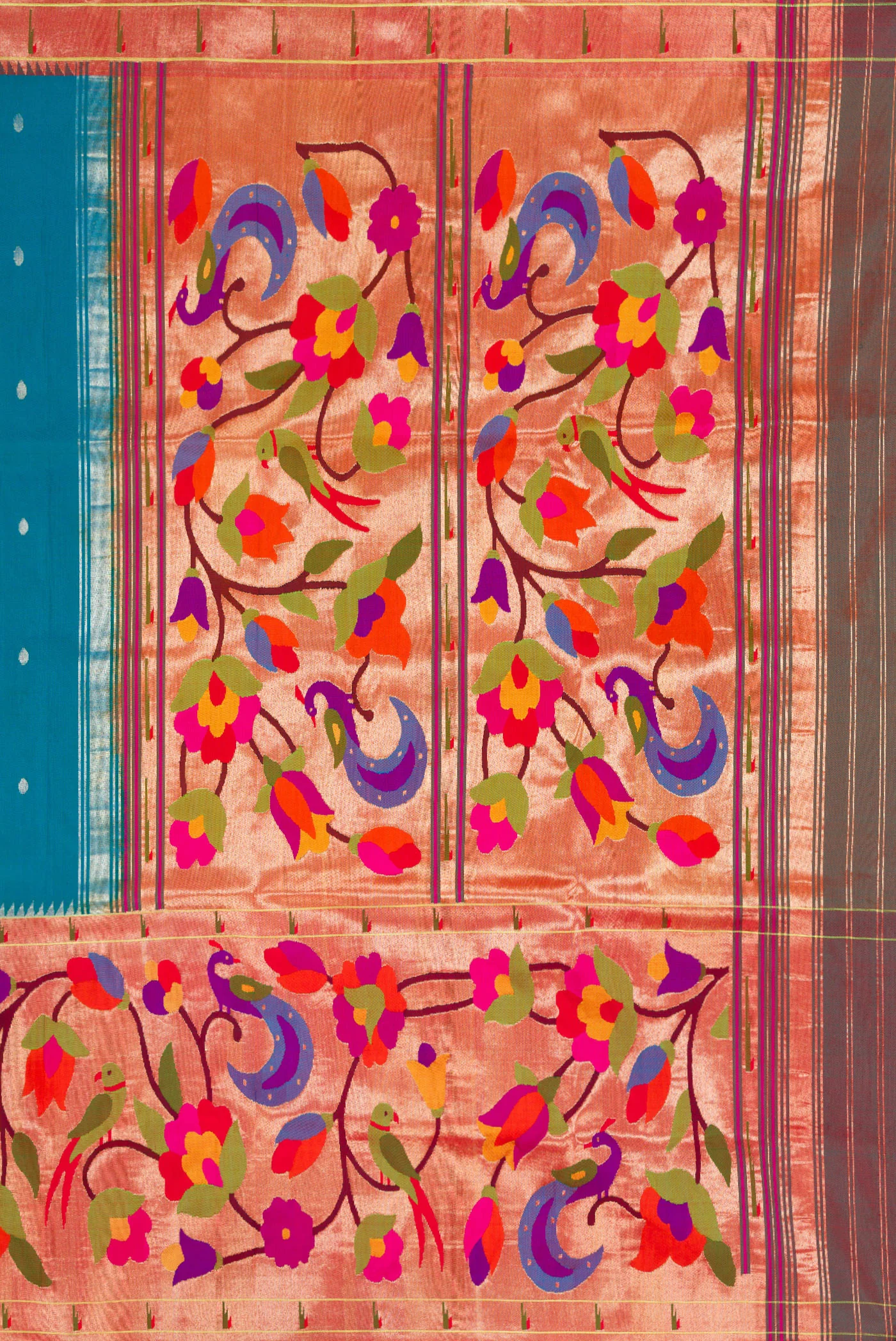 Pure Silk Pure Zari Blue Paithani Saree - Image 7