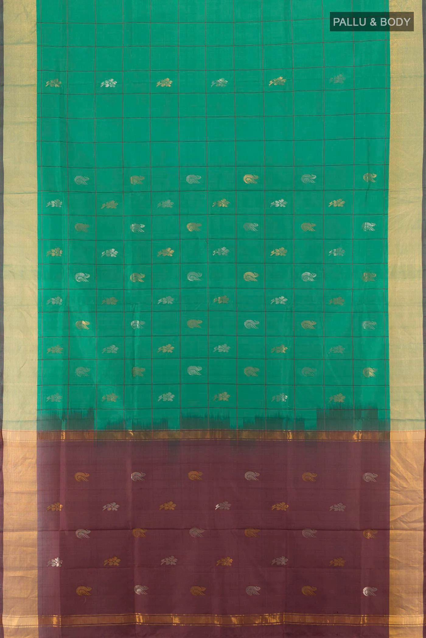 Teal Uppada Silk Saree - Image 5