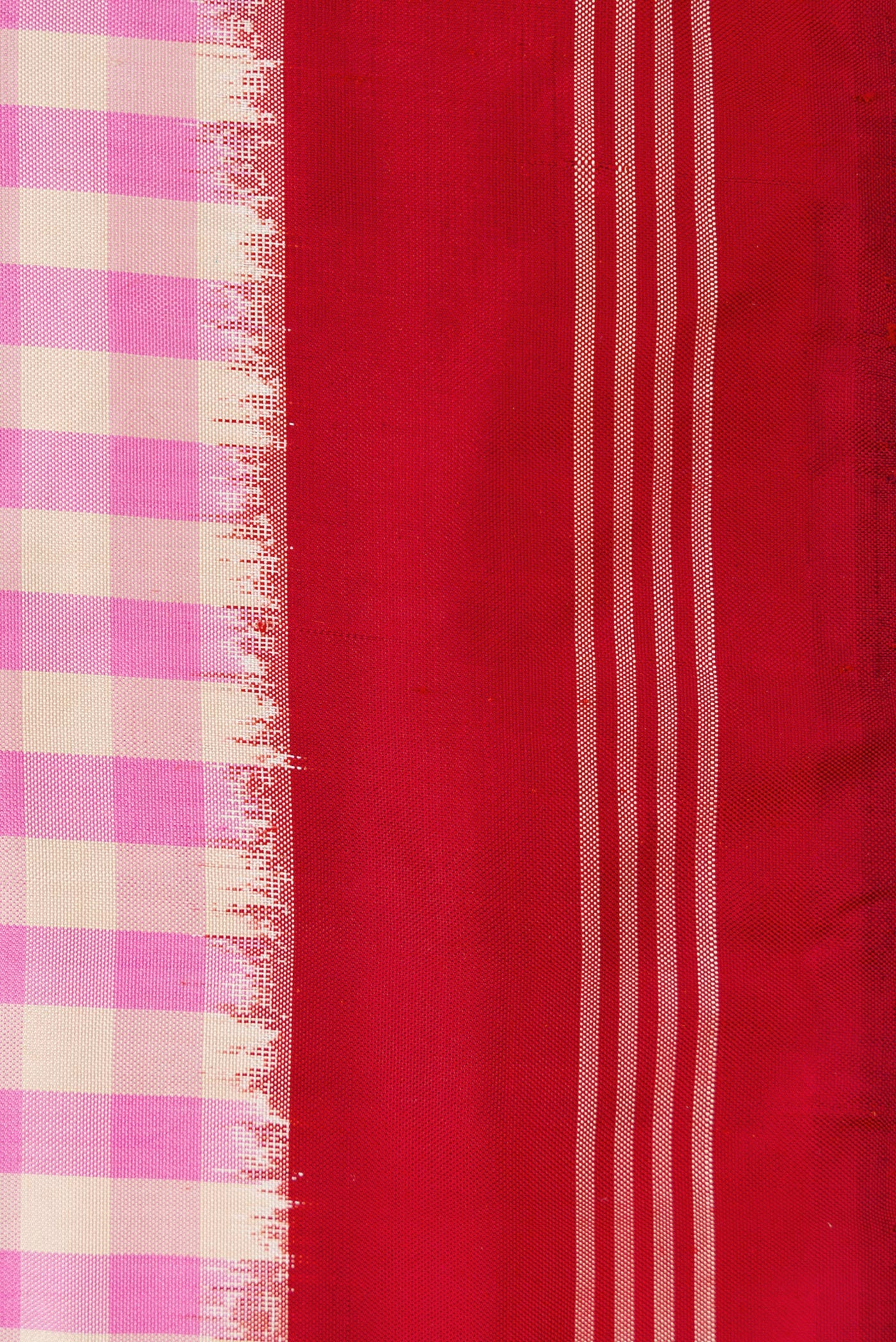 Pure Silk Pure Zari Pink Double Ikat Saree - Image 3