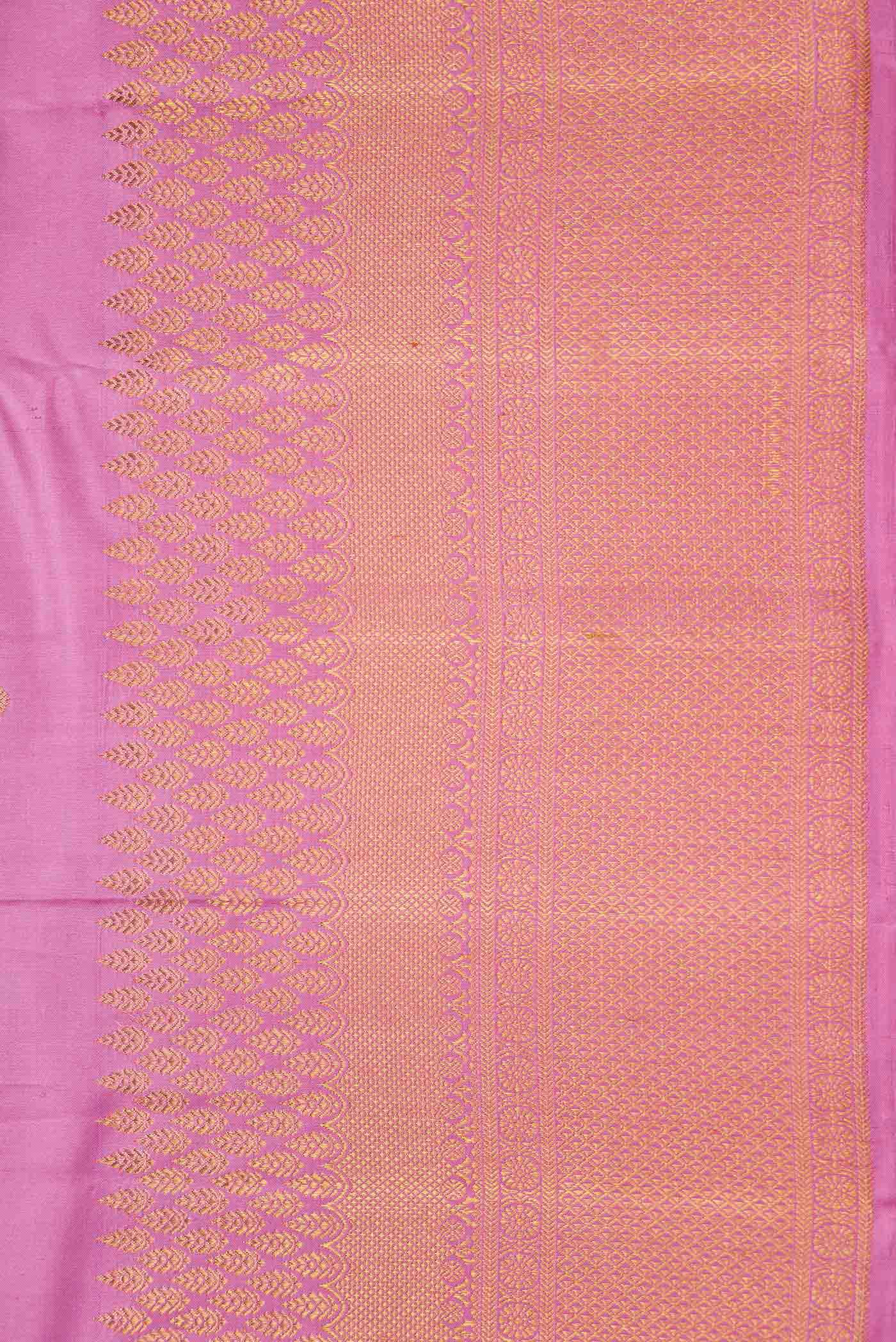 Pure Silk Pure Zari Pink Kanjivaram Saree - Image 3