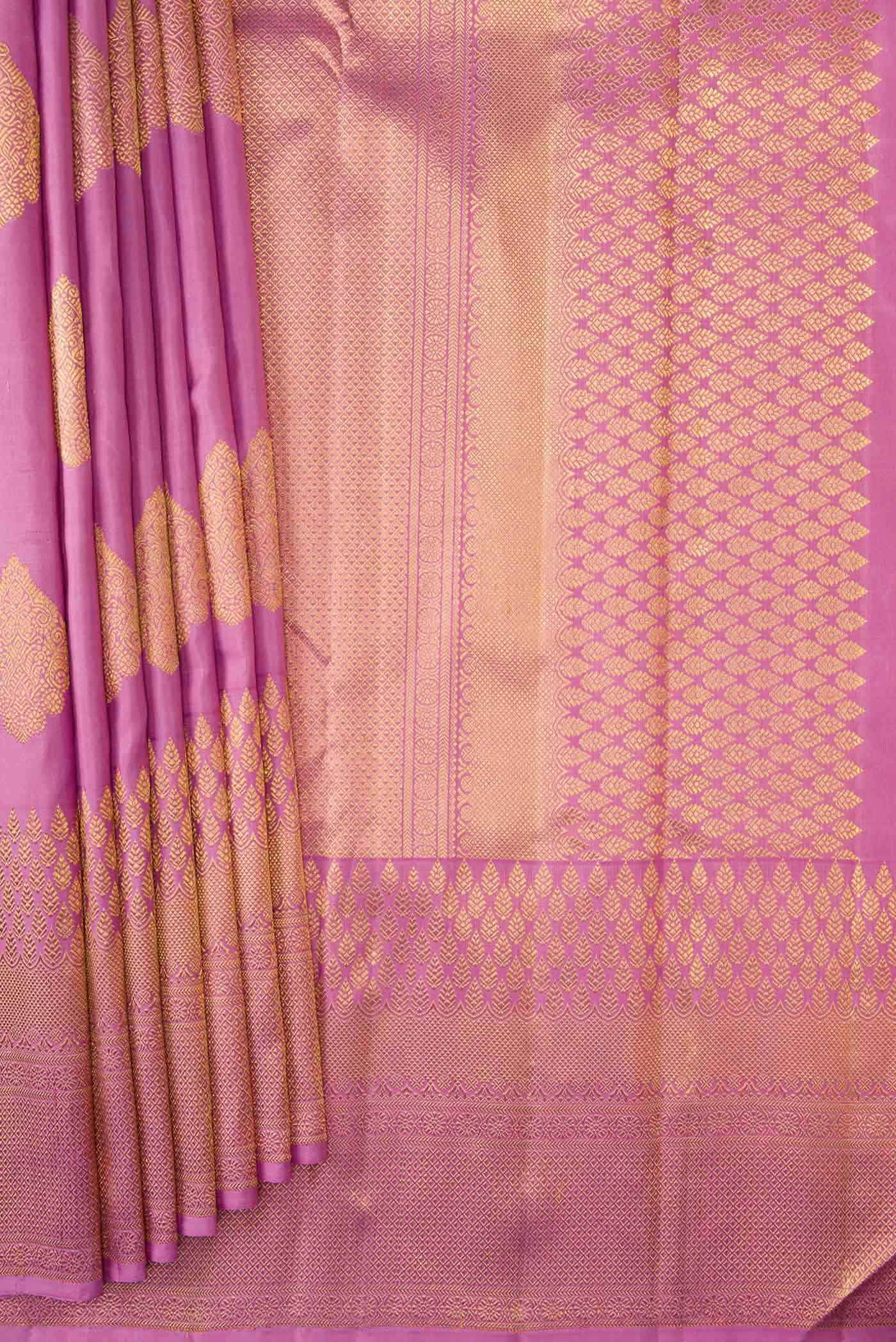 Pure Silk Pure Zari Pink Kanjivaram Saree - Image 4